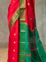 Red and green semi kanchipuram soft silk saree - PSSN167