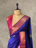Blue and Magenta semi kanchipuram soft silk saree - PSSN168