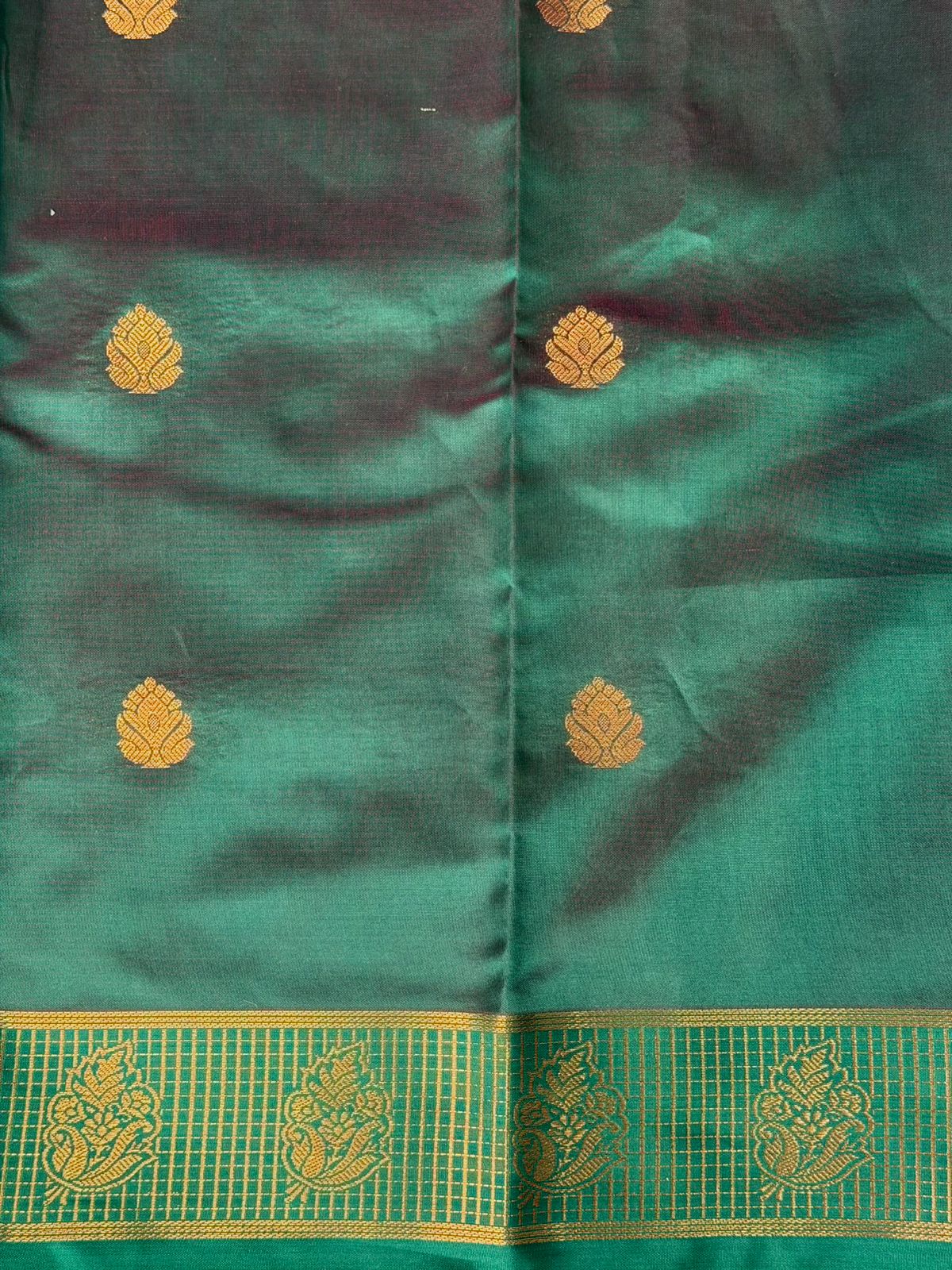 Violet and Green semi kanchipuram soft silk saree - PSSN169