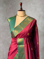Maroon and Green semi kanchipuram soft silk saree - PSSN172