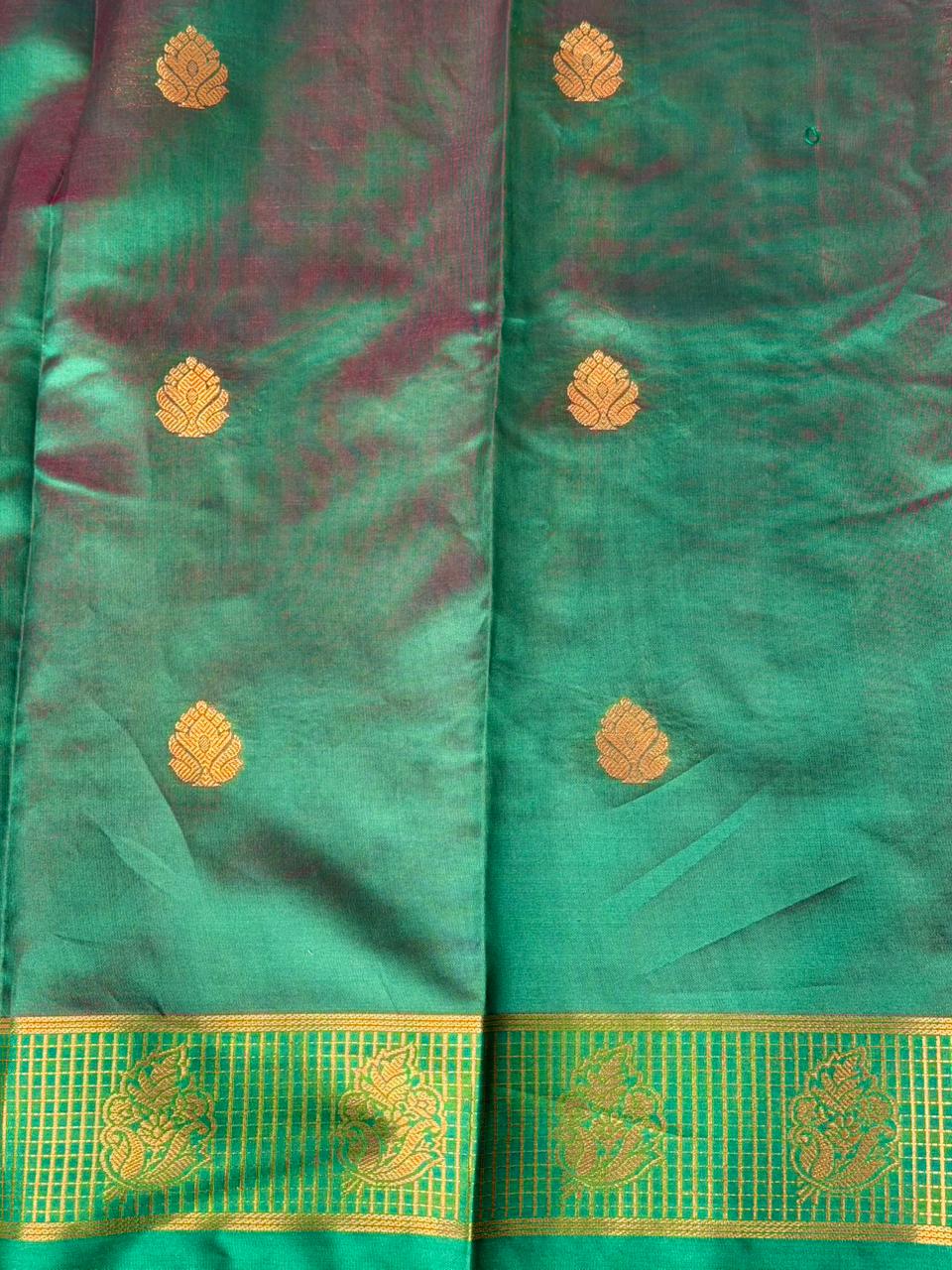 Maroon and Green semi kanchipuram soft silk saree - PSSN172