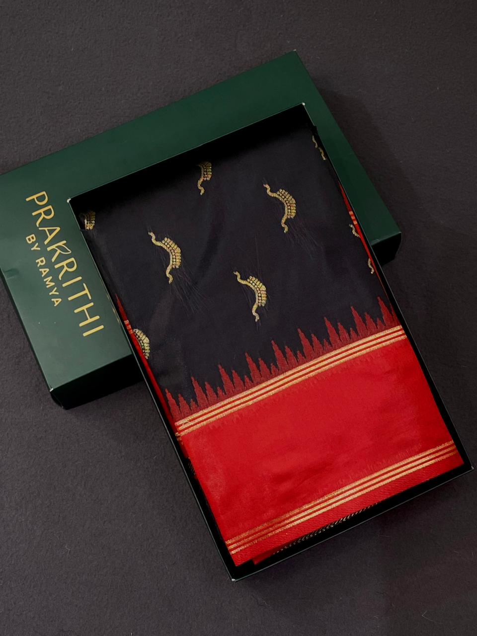 Black and Red silk saree - PDL4E