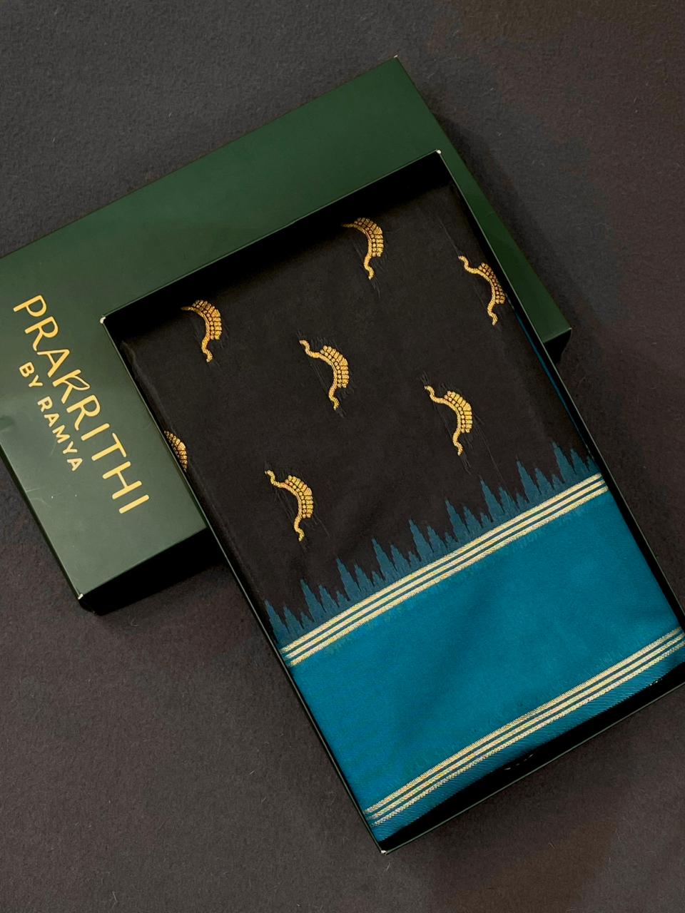 Black and Blue silk saree - PDL4C