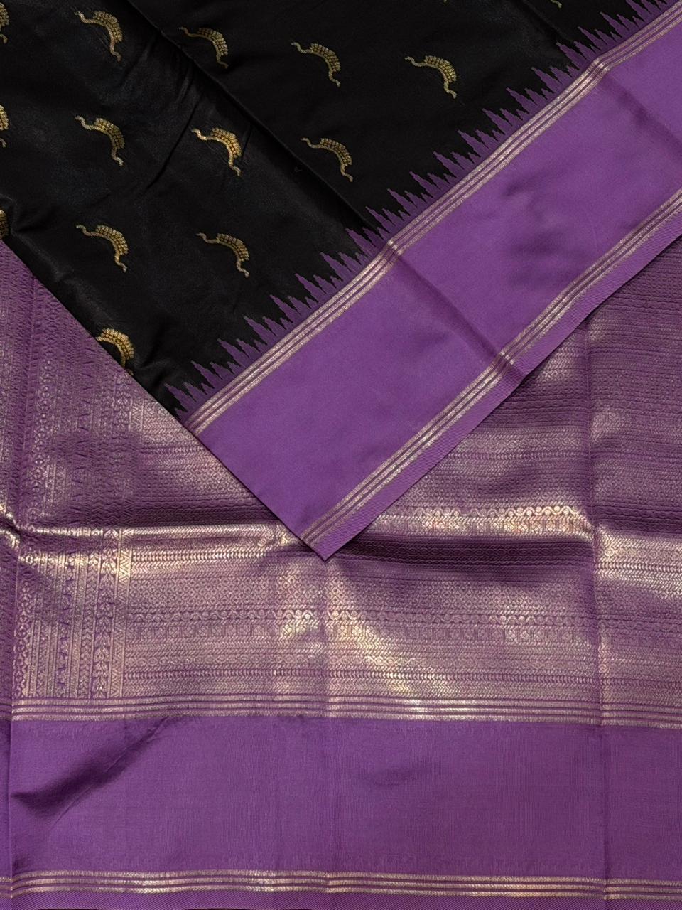 Black and Lavender silk saree - PDL4B