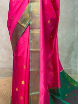 Magenta and green semi kanchipuram soft silk saree - PSSN177