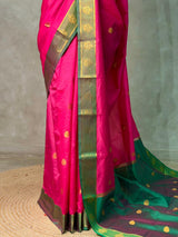 Magenta and green semi kanchipuram soft silk saree - PSSN177