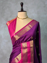 Wine and magenta semi kanchipuram soft silk saree - PSSN179