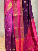 Wine and magenta semi kanchipuram soft silk saree - PSSN179