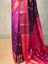 Wine and magenta semi kanchipuram soft silk saree - PSSN179