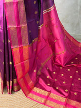 Wine and magenta semi kanchipuram soft silk saree - PSSN179