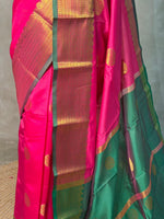 Rani Pink Green semi kanchipuram soft silk saree - PSSN180