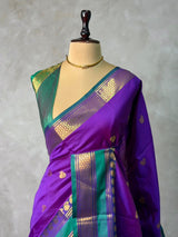 Violet and Green semi kanchipuram soft silk saree - PSSN181