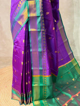 Violet and Green semi kanchipuram soft silk saree - PSSN181