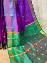 Violet and Green semi kanchipuram soft silk saree - PSSN181