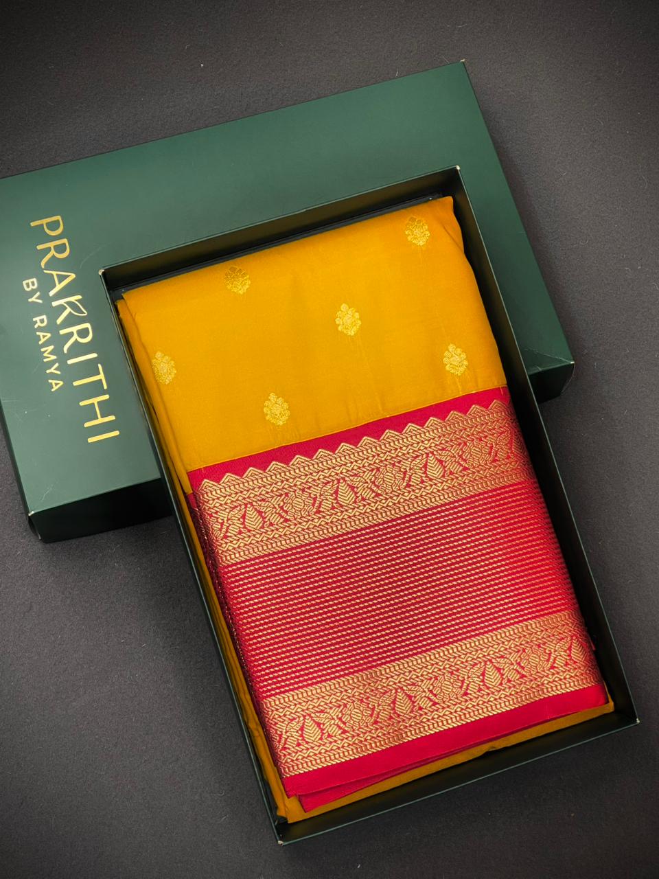 Yellow and Magenta kanchipuram silk saree- PSSR291