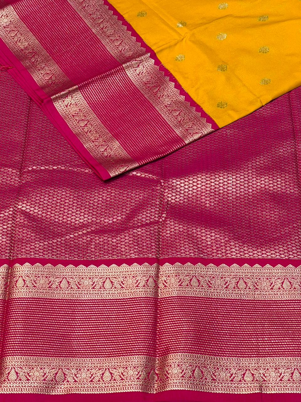 Yellow and Magenta kanchipuram silk saree- PSSR291