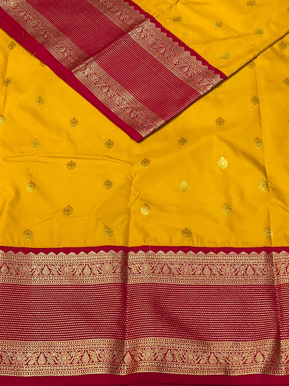 Yellow and Magenta kanchipuram silk saree- PSSR291