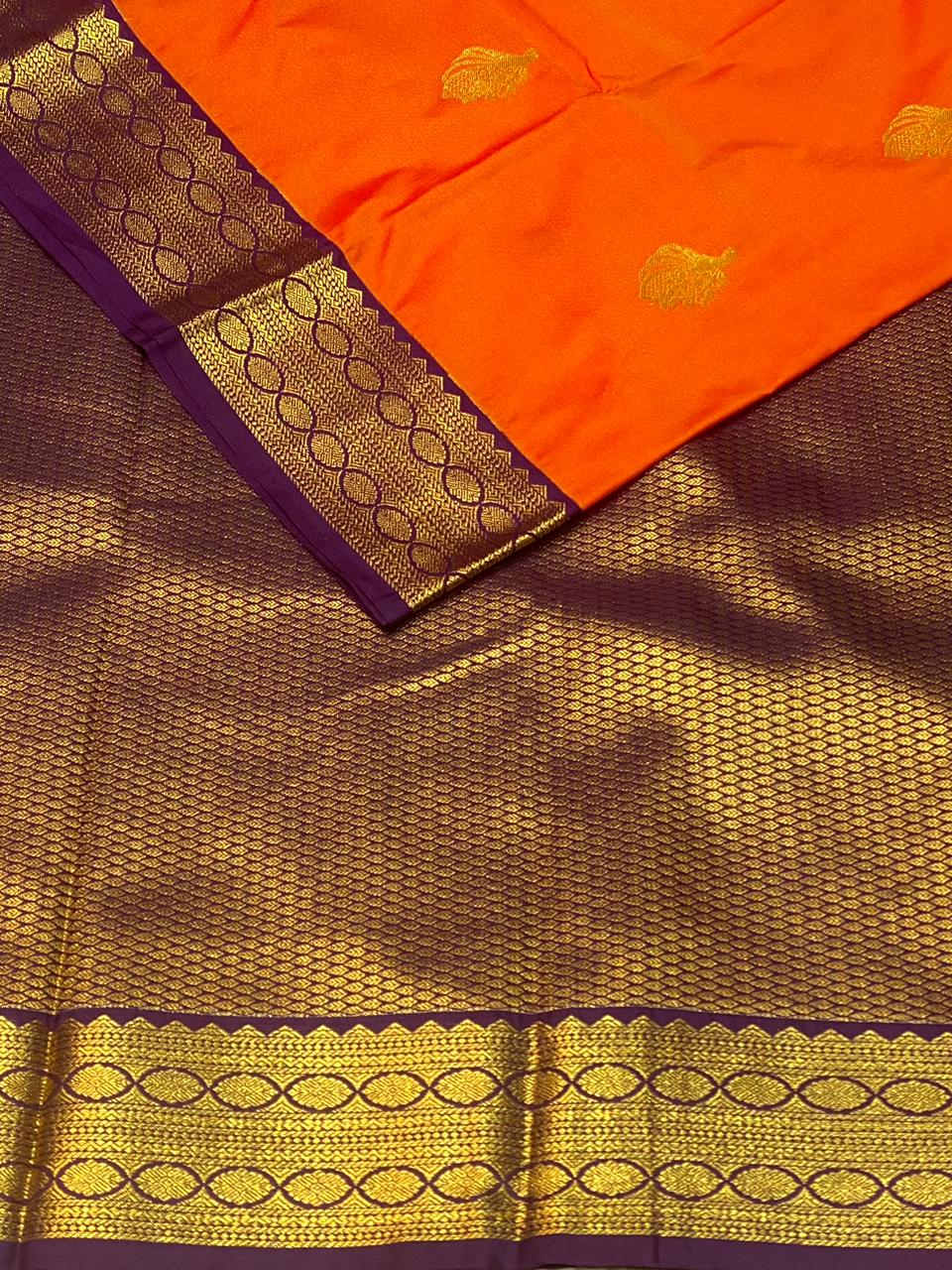 Orange and Violet kanchipuram silk saree- PSSR292