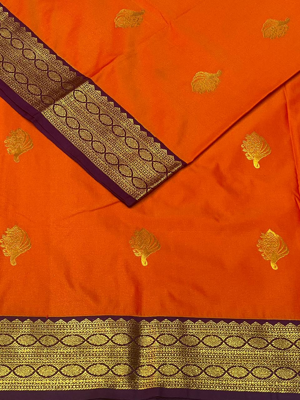 Orange and Violet kanchipuram silk saree- PSSR292