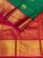 Green and rani pink kanchipuram silk saree- PSSR301