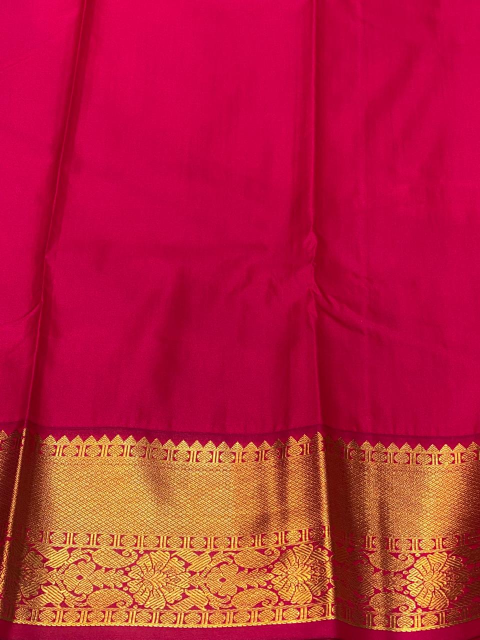 Green and rani pink kanchipuram silk saree- PSSR301