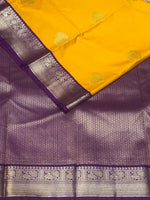 Yellow and Violet kanchipuram silk saree- PSSR303