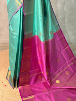 Aqua Green and Purple semi kanchipuram soft silk saree - PSSN183