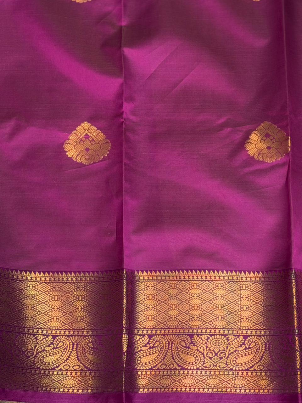 Aqua Green and Purple semi kanchipuram soft silk saree - PSSN183