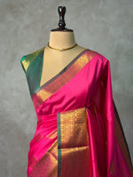 Rani Pink and Green semi kanchipuram soft silk saree - PSSN184
