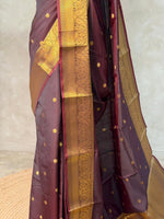Peach and gold semi Banarasi silk saree -RUK45-IH