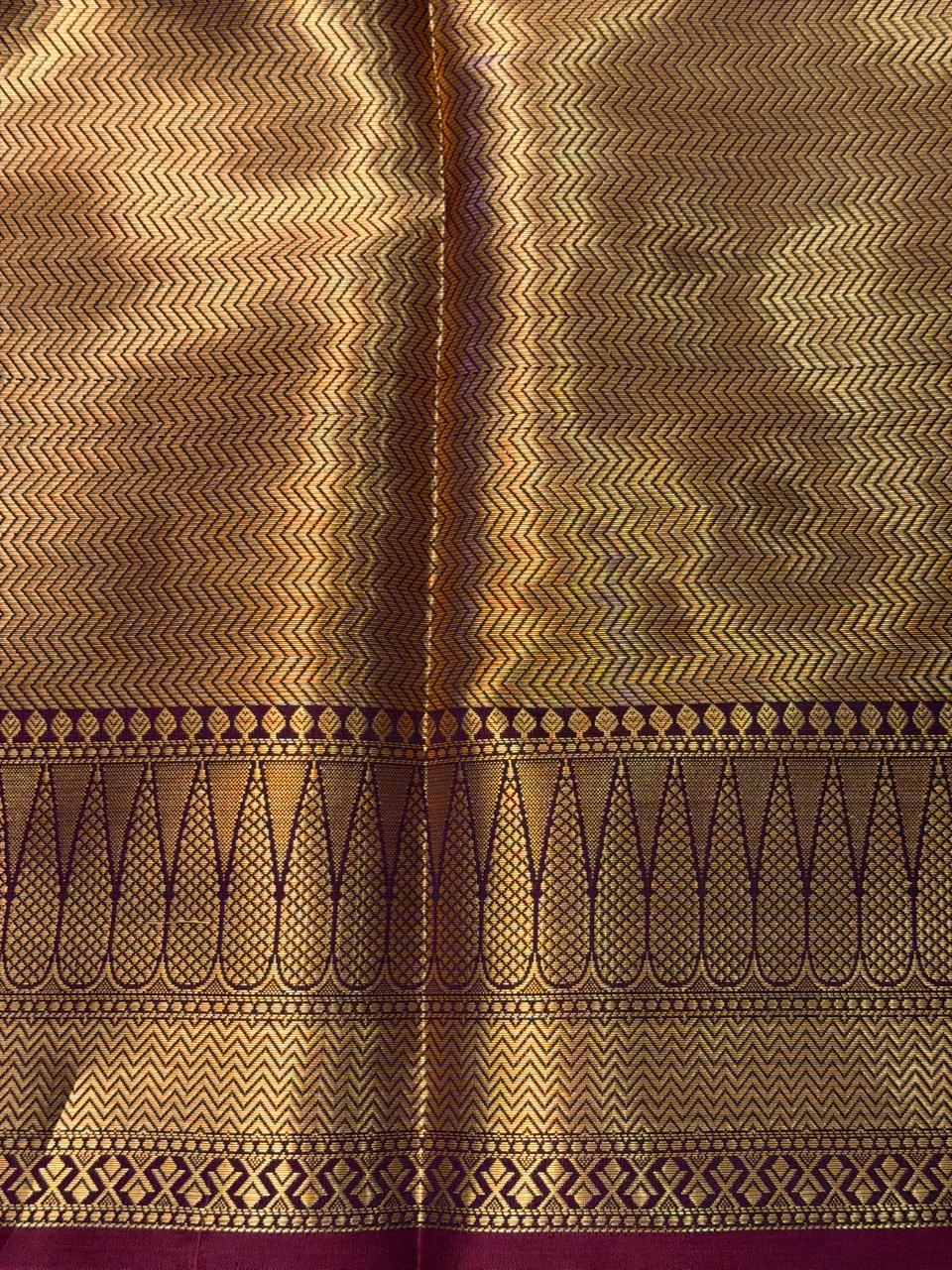 Peach and gold semi Banarasi silk saree -RUK45-IH