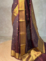 Peach and gold semi Banarasi silk saree -RUK45-IH