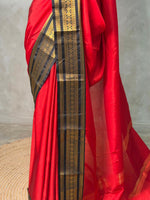 Red and Black Banarasi silk saree -MPS44