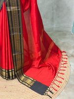 Red and Black Banarasi silk saree -MPS44