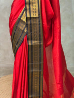 Red and Black Banarasi silk saree -MPS44