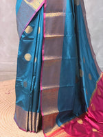 Blue and Magenta semi kanchipuram soft silk saree - PSSN189