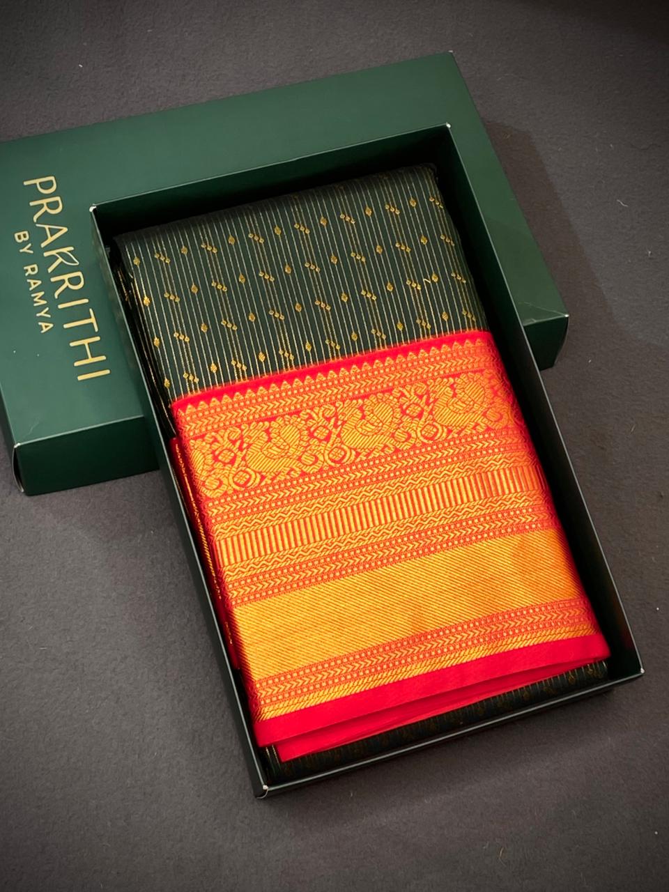 Green and Red kanchipuram silk saree- PSSR304
