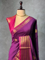 Wine and Magenta semi kanchipuram soft silk saree - PSSN193