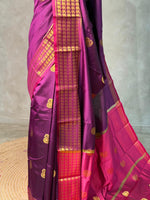 Wine and Magenta semi kanchipuram soft silk saree - PSSN193