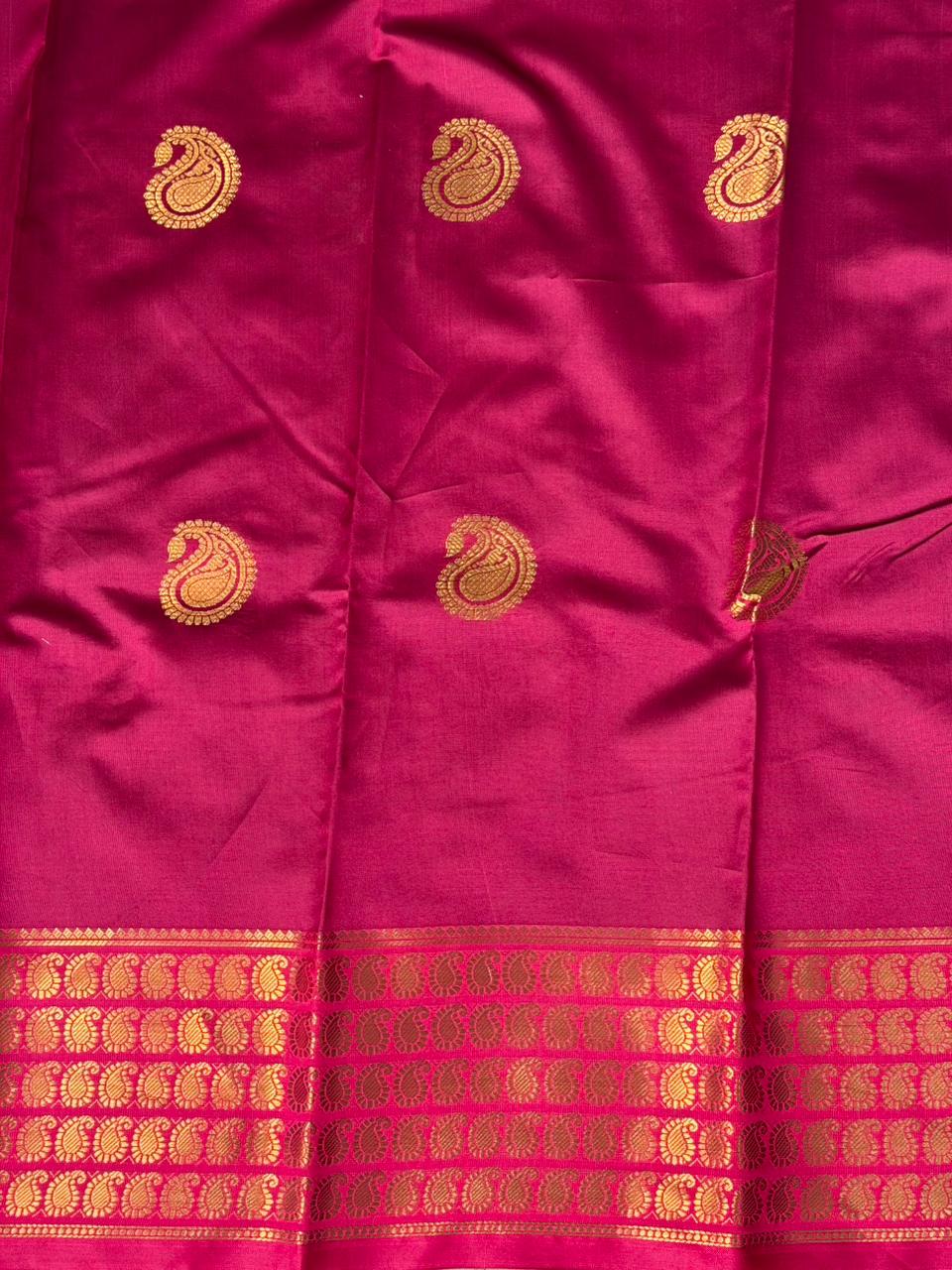 Wine and Magenta semi kanchipuram soft silk saree - PSSN193