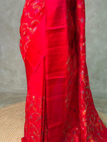 Red Green jute silk saree- PBR1A