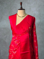 Red Green jute silk saree- PBR1A