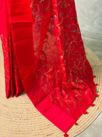 Red Green jute silk saree- PBR1A