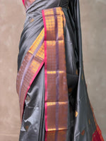 Grey and Magenta semi kanchipuram soft silk saree - PSSN195