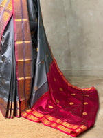 Grey and Magenta semi kanchipuram soft silk saree - PSSN195