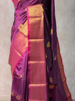 Wine and Magenta semi kanchipuram soft silk saree - PSSN196