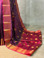 Wine and Magenta semi kanchipuram soft silk saree - PSSN196