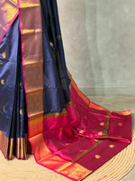 Blue and Magenta semi kanchipuram soft silk saree - PSSN197