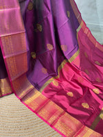 Wine and Magenta semi kanchipuram soft silk saree - PSSN199