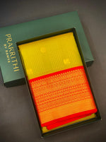 Lime Green ad Red kanchipuram silk saree- PSSR314